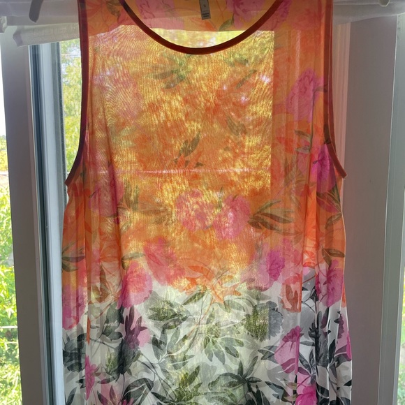 Joie Women’s small sheer silk floral tank orange, black, green, pink, white EUC - Picture 5 of 5